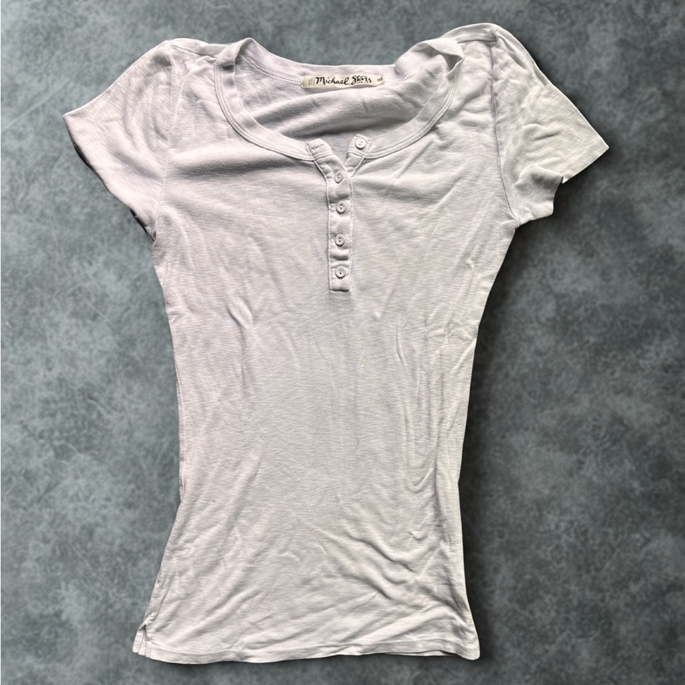 Michael Stars White Short-Sleeve Henley Tee